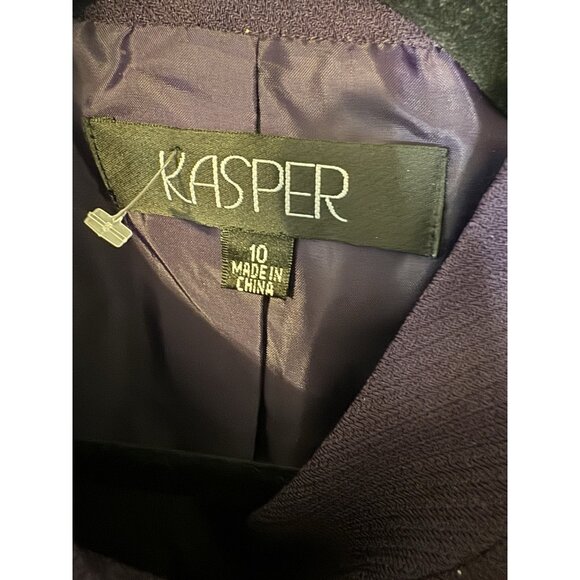 Kasper Suit Jacket Blazer 10 Purple Plum Textured Poly Adjustable Mock Neck NEW - Picture 10 of 15